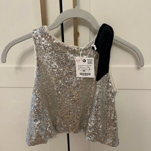 Zara Kids Shimmering Silver Tank Top